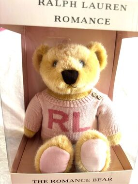 NWT Ralph Lauren Pink The Romance Bear Plush Teddy Bear Pink RL Sweater 2022